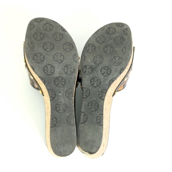Tory Burch tortoise shell wedge slide sandals size 9.5 - Picture 2 of 11